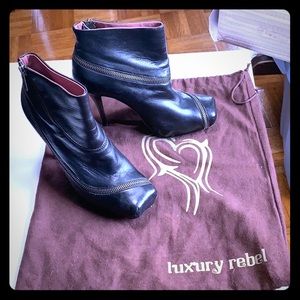 Black Luxury Rebel boots 4 inch heel